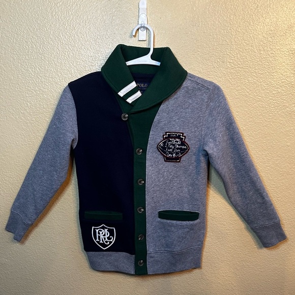 Polo Ralph Lauren Varsity Shawl Cardigan Boys  Size Small (8) NWOT! - Picture 2 of 8